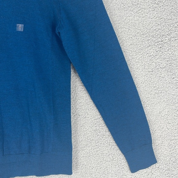 Express blue turtleneck long sleeve 100% Merino Wool sweater men’s small stretch - Picture 5 of 14